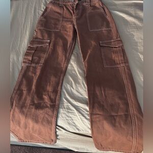Women size 3/4 brown wide leg jeans